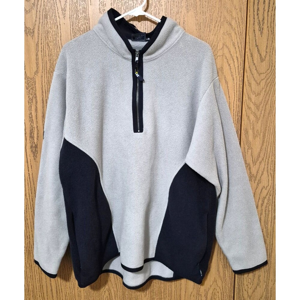 GILL Men's Grey & Navy Long Sleeve Pullover Fleece Sweatshirt Pockets Size XL